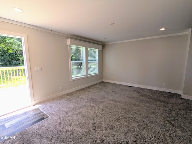 141 Hill Loop, Madisonville, TN 37354 - spare room featuring crown molding, healthy amount of natural light, baseboards, recessed lighting, and carpet flooring