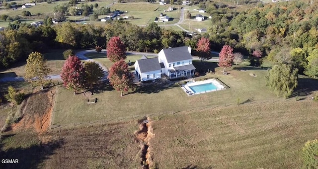 drone / aerial view with a rural view