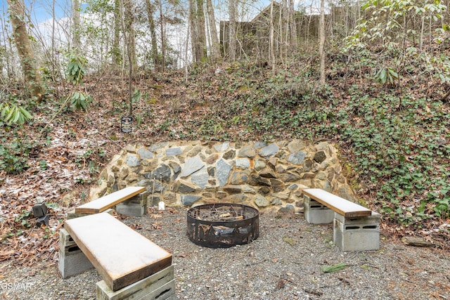 exterior space featuring a fire pit