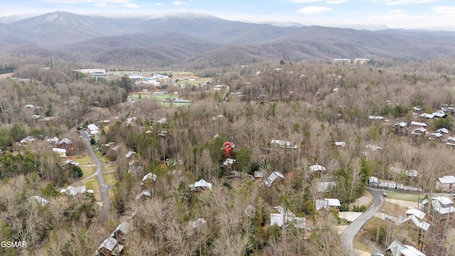 drone / aerial view with a mountain view