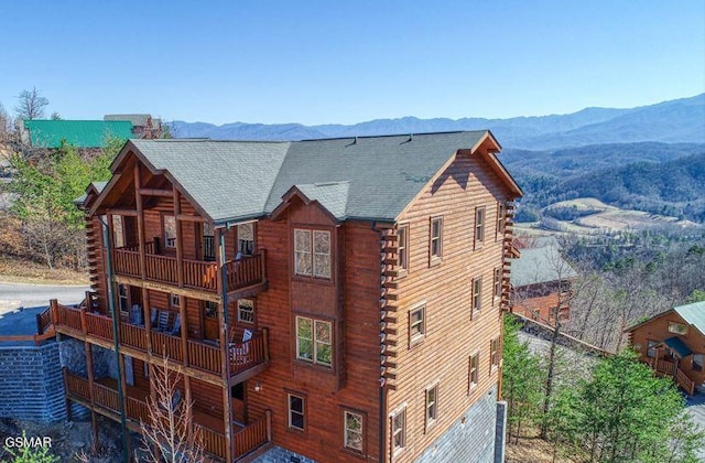 exterior space featuring a mountain view