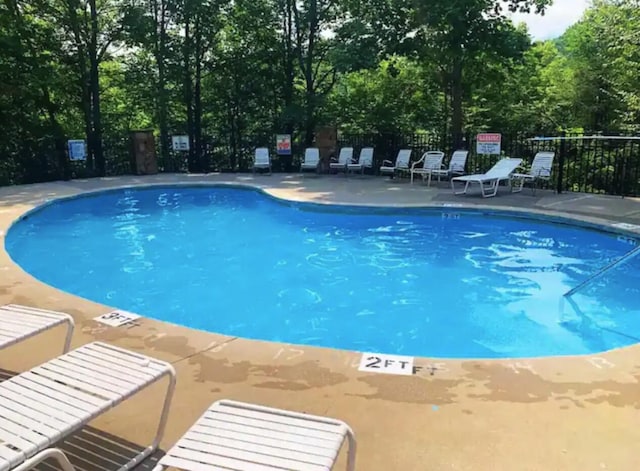 view of pool featuring a patio