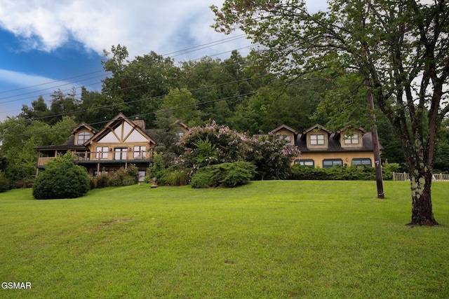 view of yard featuring a deck