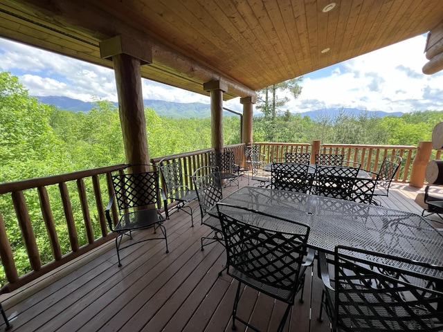 deck featuring a mountain view