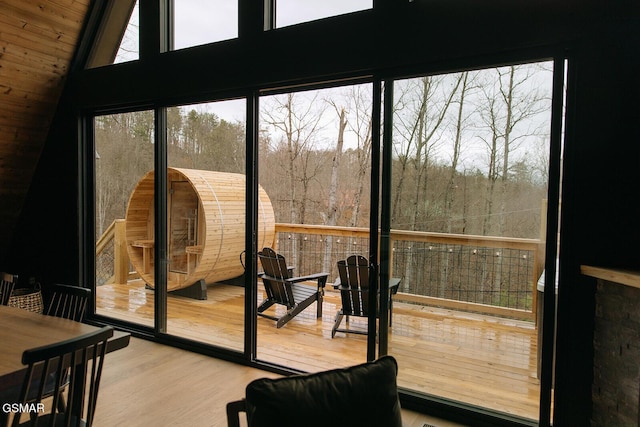 2008 Mindy Jo Way, Sevierville, TN 37862 - doorway to outside featuring wood finished floors and high vaulted ceiling
