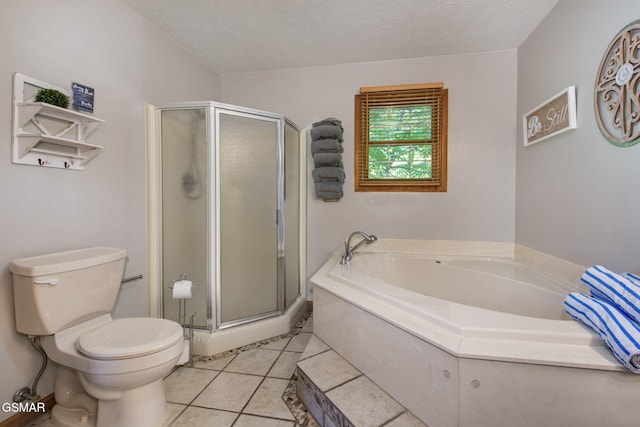 1315 Mccarter Hollow Rd, Sevierville, TN 37862 - full bath with a stall shower, a bath, tile patterned flooring, and a textured ceiling