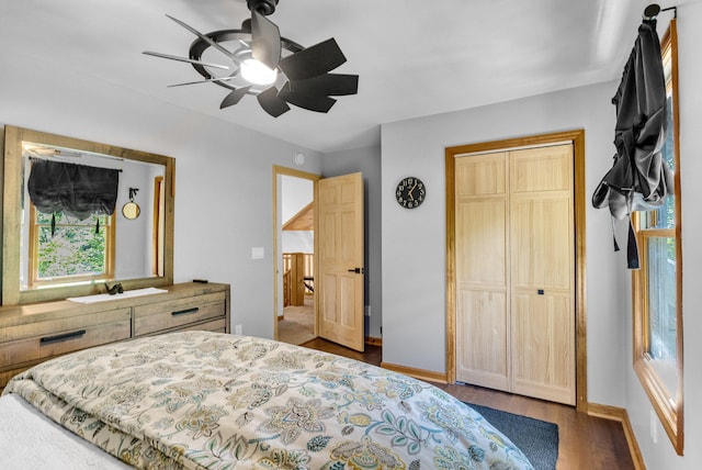 2517 Angler Way, Sevierville, TN 37876 - bedroom with wood finished floors, a closet, and ceiling fan