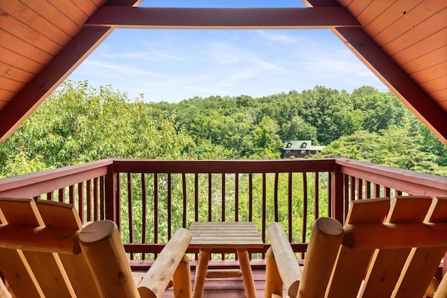 deck with a view of trees