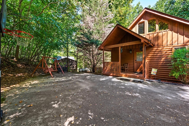 exterior space with covered porch