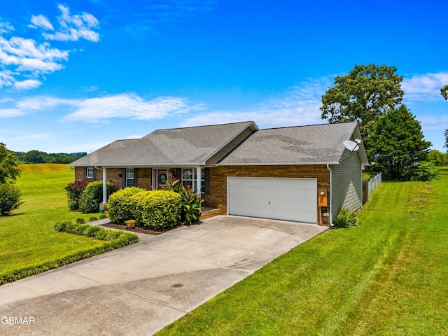 923 Red Oak Ln, Dandridge, TN 37725 - view of front facade with a garage, a front yard, concrete driveway, and brick siding