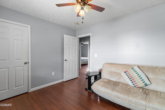 923 Red Oak Ln, Dandridge, TN 37725 - living area with a ceiling fan, wood finished floors, and a textured ceiling