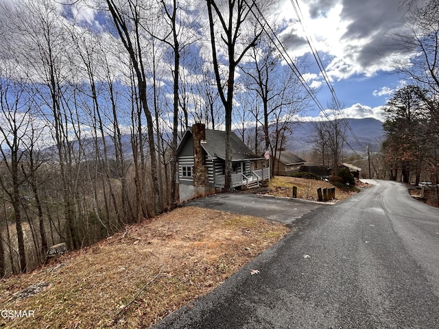 view of road with a mountain view