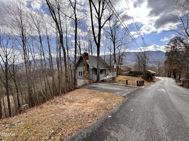 view of road with a mountain view