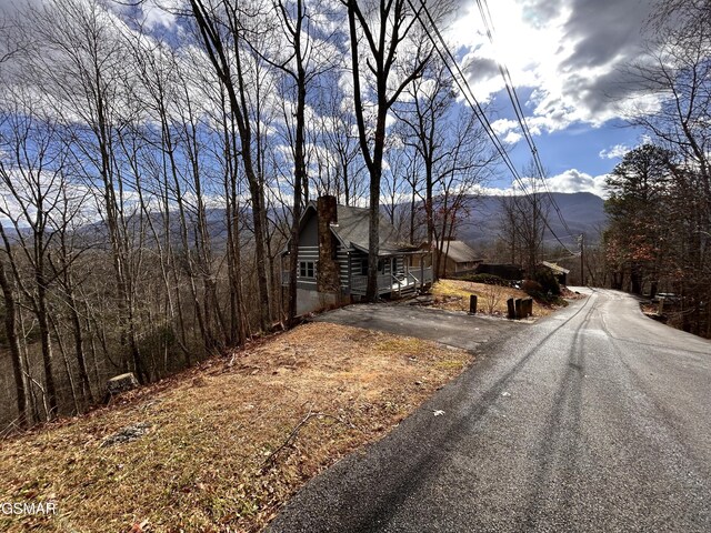 view of street with a mountain view