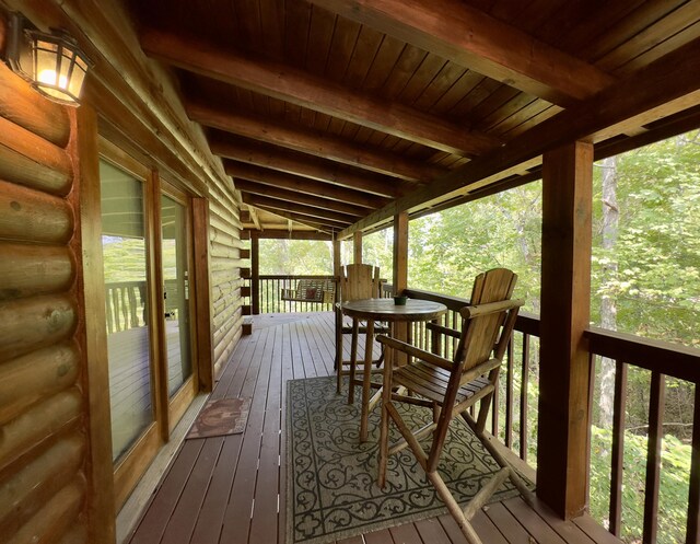 deck with covered porch