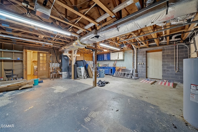 basement with water heater