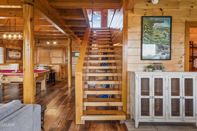 2083 Kerr Rd, Sevierville, TN 37876 - stairs featuring wooden walls and wood finished floors
