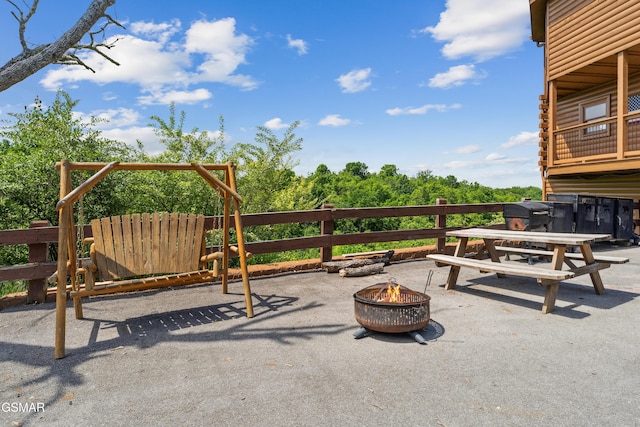 2083 Kerr Rd, Sevierville, TN 37876 - view of patio / terrace with an outdoor fire pit