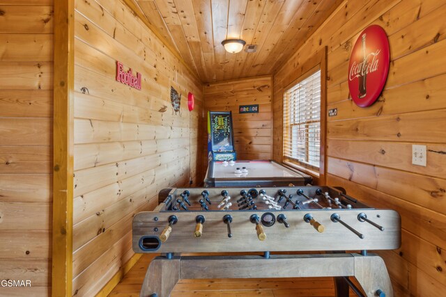 2083 Kerr Rd, Sevierville, TN 37876 - game room featuring wooden walls and wooden ceiling