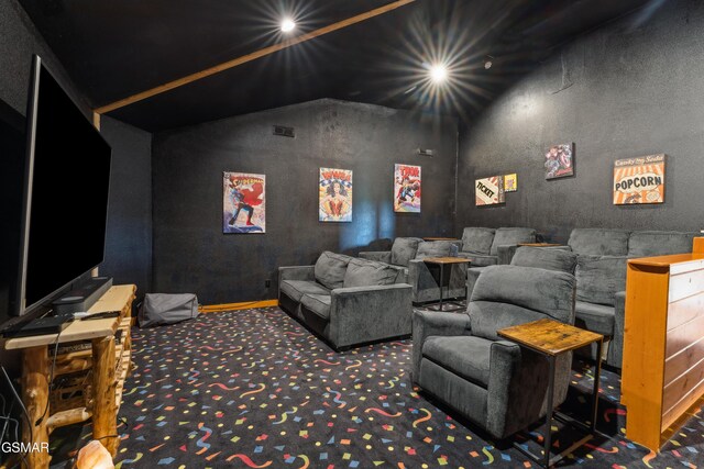 2083 Kerr Rd, Sevierville, TN 37876 - carpeted cinema room featuring lofted ceiling