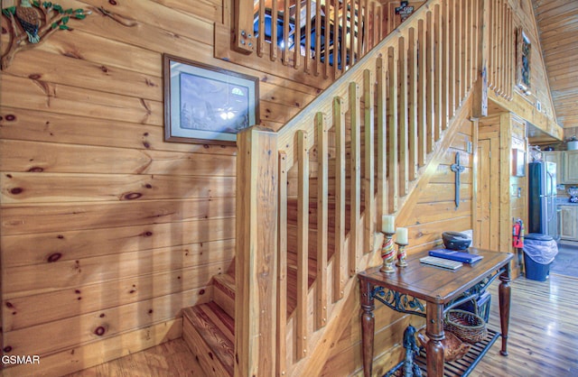 3529 Peggy Ln, Pigeon Forge, TN 37863 - stairway with wooden walls and wood finished floors
