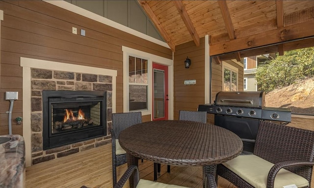 1106 Anastasia Way, Gatlinburg, TN 37738 - view of patio / terrace with an outdoor stone fireplace and outdoor dining space