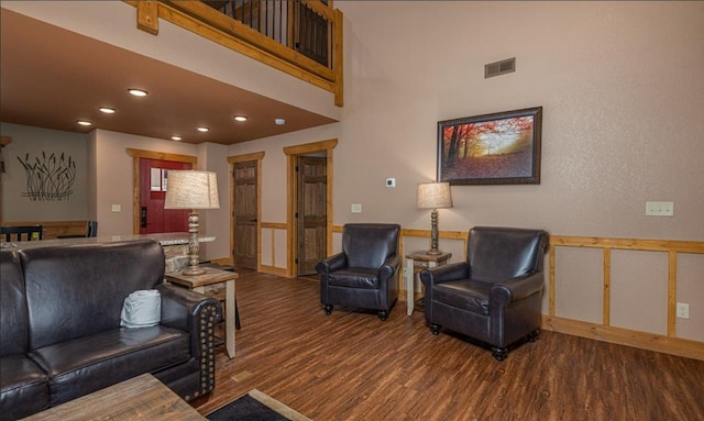 1106 Anastasia Way, Gatlinburg, TN 37738 - living area featuring wood finished floors, a wainscoted wall, and recessed lighting