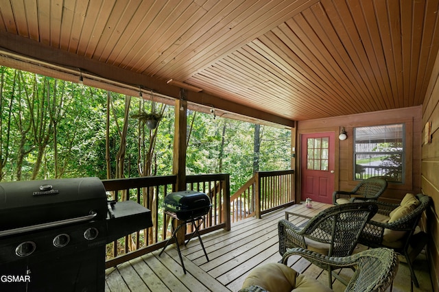 deck with a grill