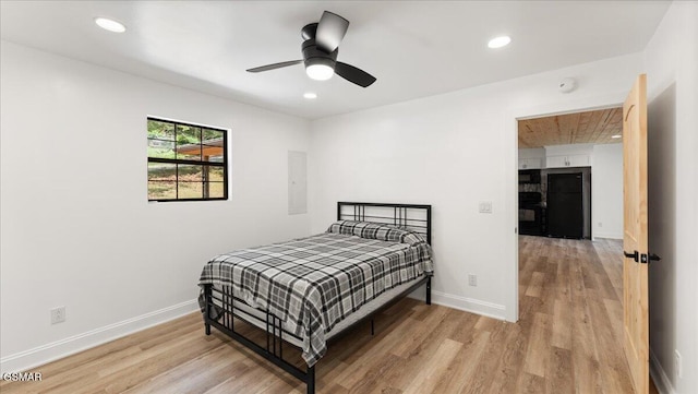 1204 Piney Mountain Rd, Newport, TN 37821 - bedroom featuring light wood-style flooring, recessed lighting, and a ceiling fan