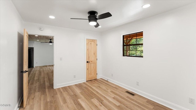 1204 Piney Mountain Rd, Newport, TN 37821 - unfurnished bedroom with light wood-style flooring, recessed lighting, and ceiling fan