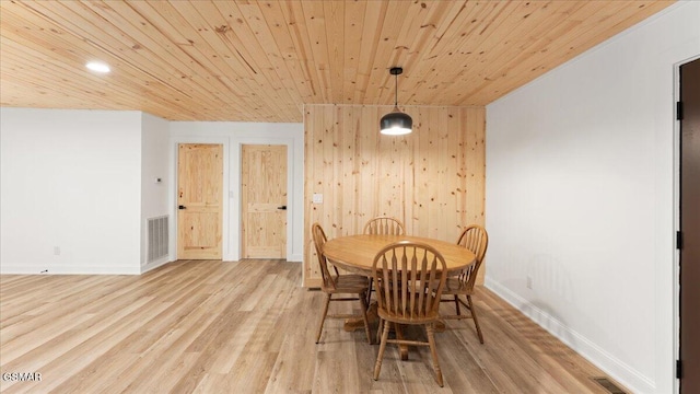 1204 Piney Mountain Rd, Newport, TN 37821 - dining area with wood ceiling, light wood-style floors, and recessed lighting