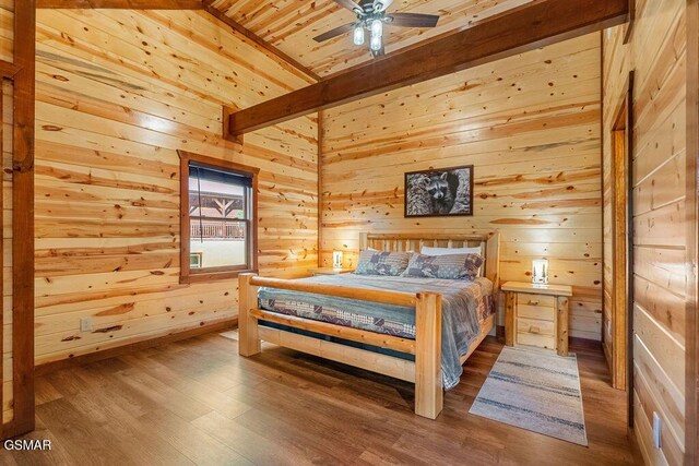 2864 Owens Ridge Way, Sevierville, TN 37876 - bedroom with wood finished floors, wooden walls, and wooden ceiling