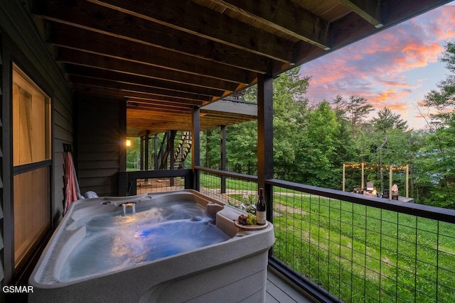 4822 White Pine Way, Sevierville, TN 37876 - deck at dusk with a yard