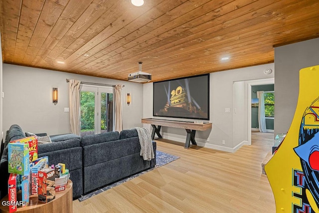 4822 White Pine Way, Sevierville, TN 37876 - cinema room featuring wood ceiling, plenty of natural light, wood finished floors, and recessed lighting