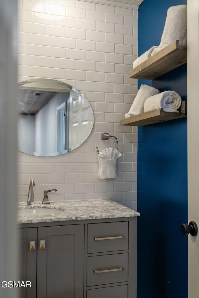 4822 White Pine Way, Sevierville, TN 37876 - bathroom featuring vanity, backsplash, and tile walls