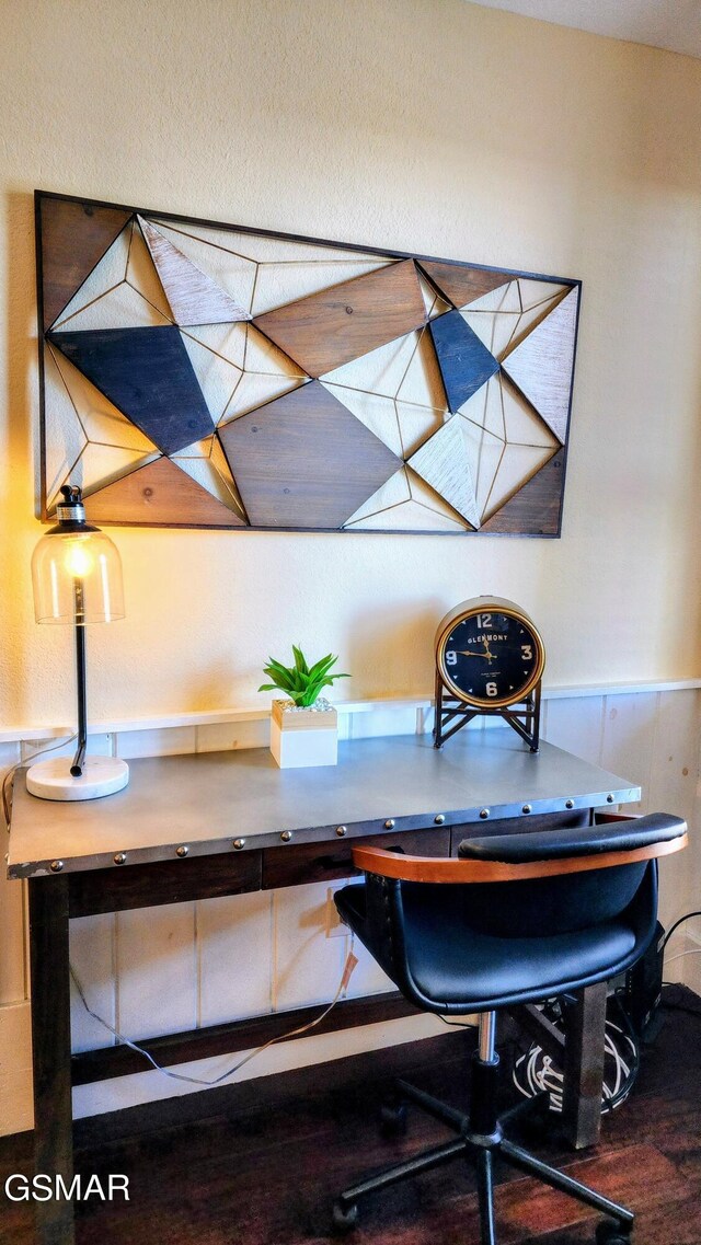 home office featuring hardwood / wood-style flooring