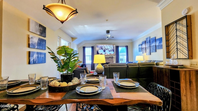 dining room with crown molding