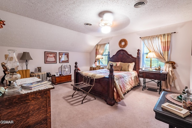 3012 Roaring Creek Way, Sevierville, TN 37862 - bedroom with carpet floors, a textured ceiling, and lofted ceiling