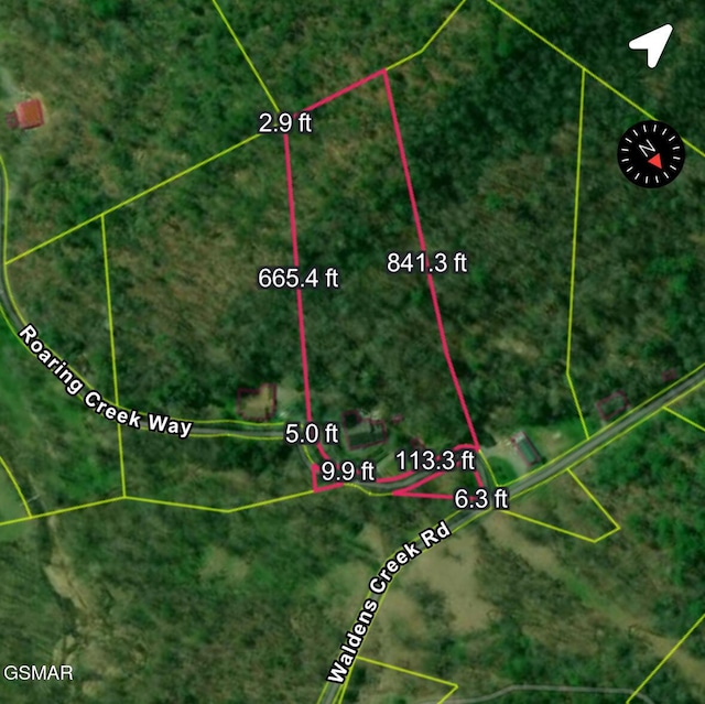 3012 Roaring Creek Way, Sevierville, TN 37862 - aerial view of property's location featuring property boundaries highlighted