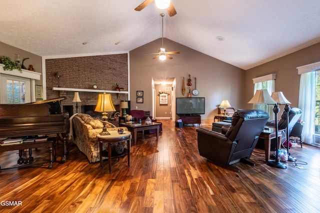 3012 Roaring Creek Way, Sevierville, TN 37862 - living room featuring a ceiling fan, wood finished floors, and lofted ceiling