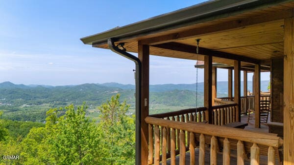 deck with a mountain view