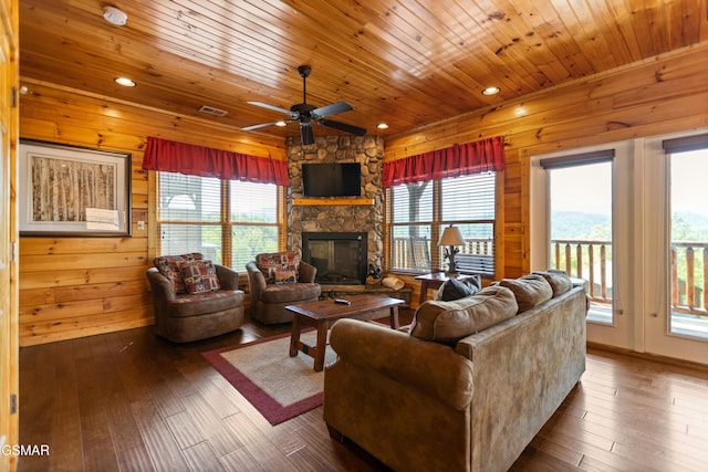768 Mountain Stream Way, Gatlinburg, TN 37738 - living room with wood ceiling, wooden walls, and a healthy amount of sunlight