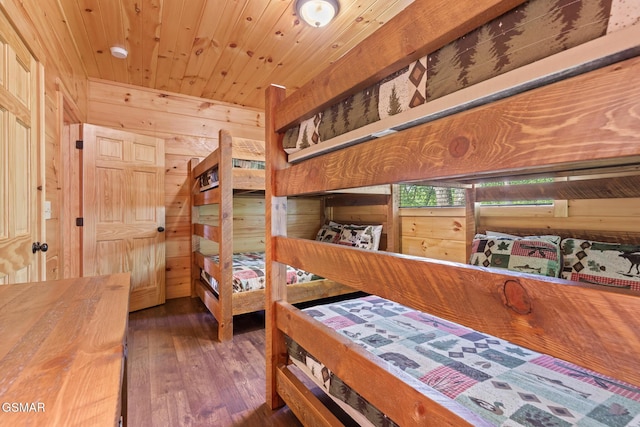 3181 Thomas Headrick Rd, Sevierville, TN 37862 - bedroom featuring wood walls, hardwood / wood-style flooring, and wood ceiling