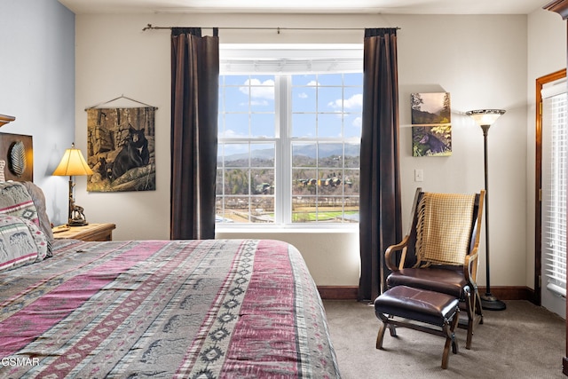 carpeted bedroom featuring baseboards