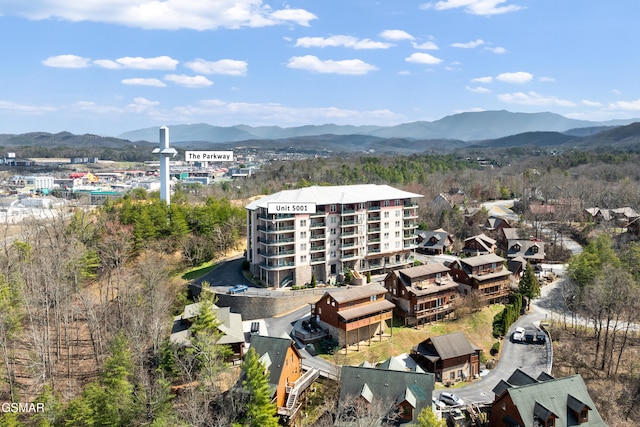 aerial view featuring a mountain view