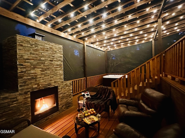 interior space featuring a fireplace and hardwood / wood-style floors