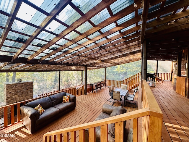 deck featuring an outdoor living space