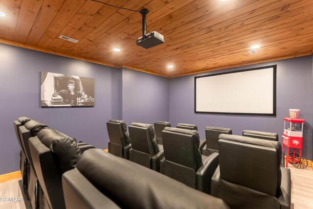 706 Kelly St, Gatlinburg, TN 37738 - cinema featuring wood finished floors, wood ceiling, and recessed lighting