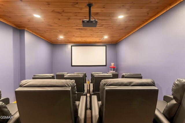 706 Kelly St, Gatlinburg, TN 37738 - home theater room featuring recessed lighting and wooden ceiling