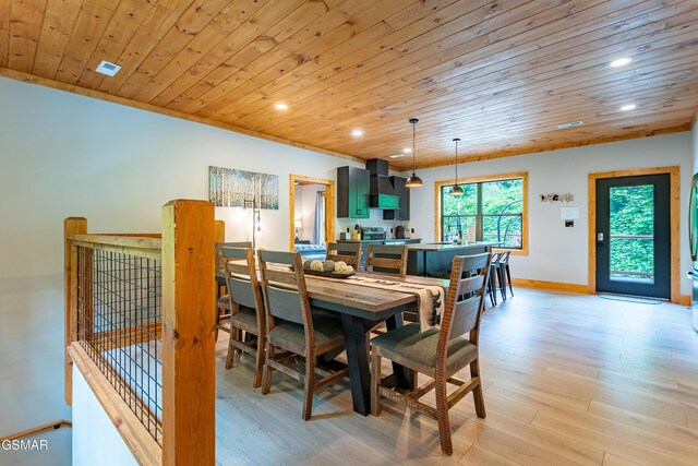 706 Kelly St, Gatlinburg, TN 37738 - dining room featuring wooden ceiling, recessed lighting, and light wood-type flooring